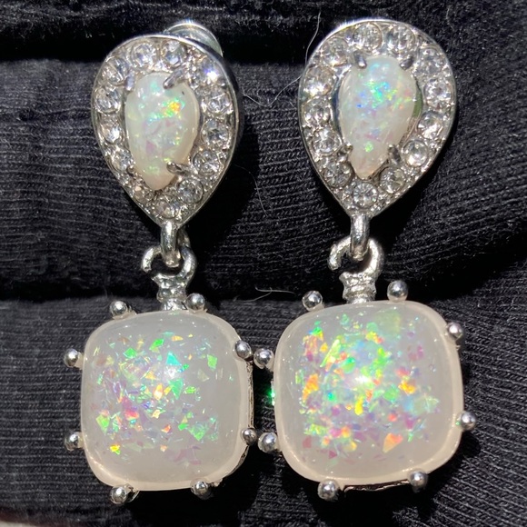 Genuine Fire Opal Earrings - Picture 2 of 12